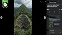 Gambar tangkapan layar foto yang diklaim penampakan lapisan purba di bawah situs kuno Gunung Padang. (sumber: Facebook)