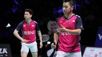 Kevin Sanjaya Sukamuljo/Marcus Fernaldi Giedon melangkah ke final Denmark Open usai menyingkirkan ganda putra Malaysia Aaron Chia/Soh Wooi Yik. Mereka menang 21-17, 13-21, dan 21-17 di Arena Fyn, Odense, Denmark, Sabtu (22/10) malam WIB. (foto: PBSI)