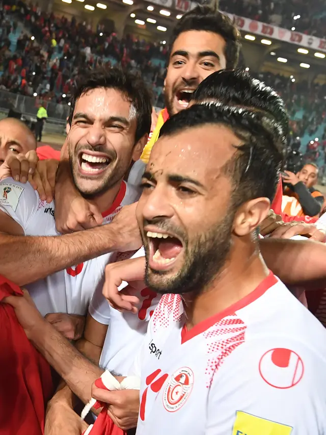 Selebrasi Pemain Tunisia Usai Lolos ke Piala Dunia 2018