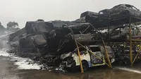 Ratusan Mobil Siap Lelang Hangus Dilalap Api 
