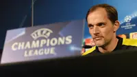 Pelatih Borussia Dortmund Thomas Tuchel dalam jumpa pers Liga Champions. (PATRIK STOLLARZ / AFP)