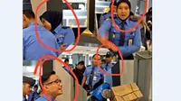 Perempuan ini dibentak-bentak oleh petugas bandara yang membongkar barang-barangnya