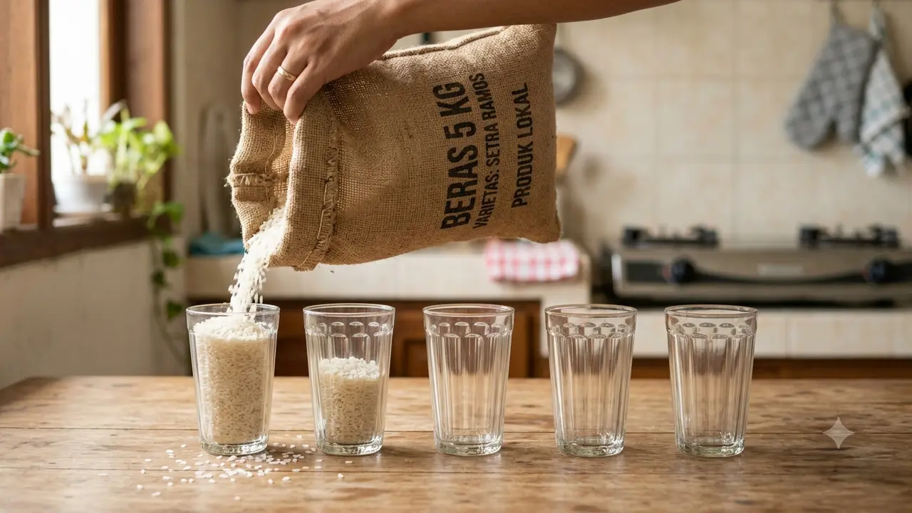 1 liter beras berapa gelas (AI Generated)