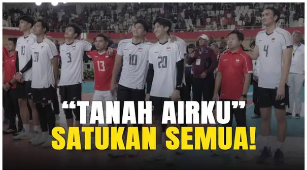 Sebuah momen yang menggetarkan jiwa terjadi usai Timnas Voli Indonesia menumbangkan Vietnam di ajang SEA V League 2025.
Bertempat di Velodrome, Jakarta, para pemain berkumpul dan menyanyikan lagu "Tanah Airku" dengan penuh haru dan bangga.