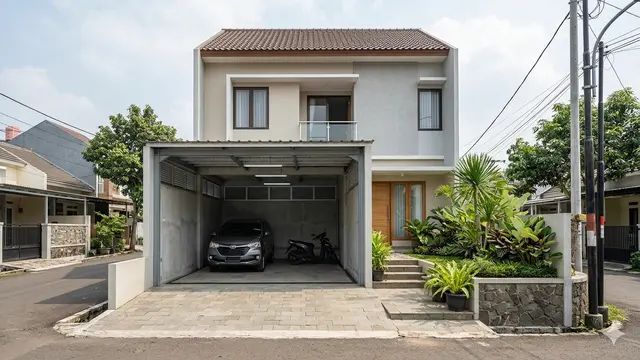 Rumah Sederhana dengan Garasi Luas (Foto: Gemini AI)