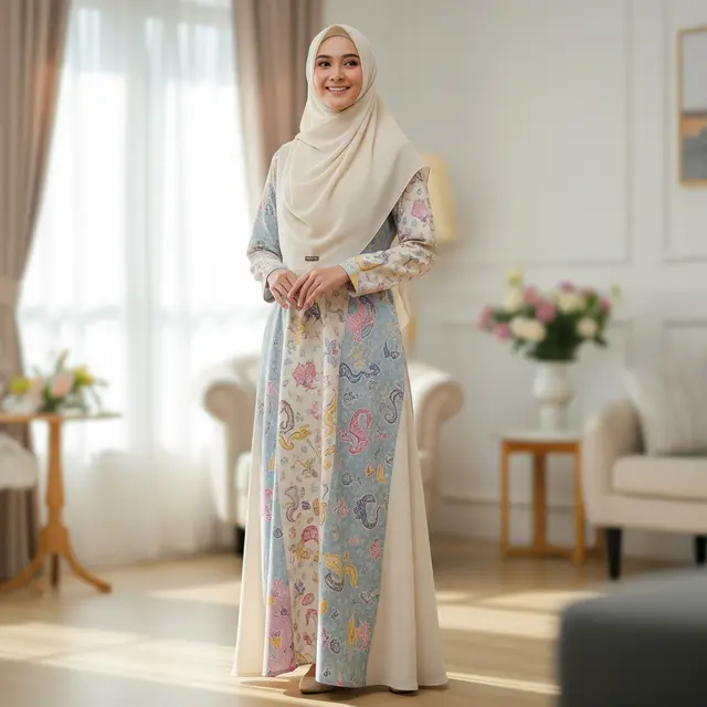 9 Model Gamis Batik Pastel Motif Lembut untuk Acara Keluarga Sederhana