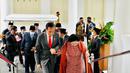 Presiden Joko Widodo bersama Megawati Soekarnoputri, Prabowo Subianto, Airlangga Hartarto, Muhaimin Iskandar, Surya Paloh, Zulkifli Hasan, dan Suharso Monoarfa tiba untuk menghadiri pelantikan menteri dan wakil menteri di Istana Negara, Jakarta, Rabu, 15 Juni 2022. (Foto: Laily Rachev - Biro Pers Sekretariat Presiden)