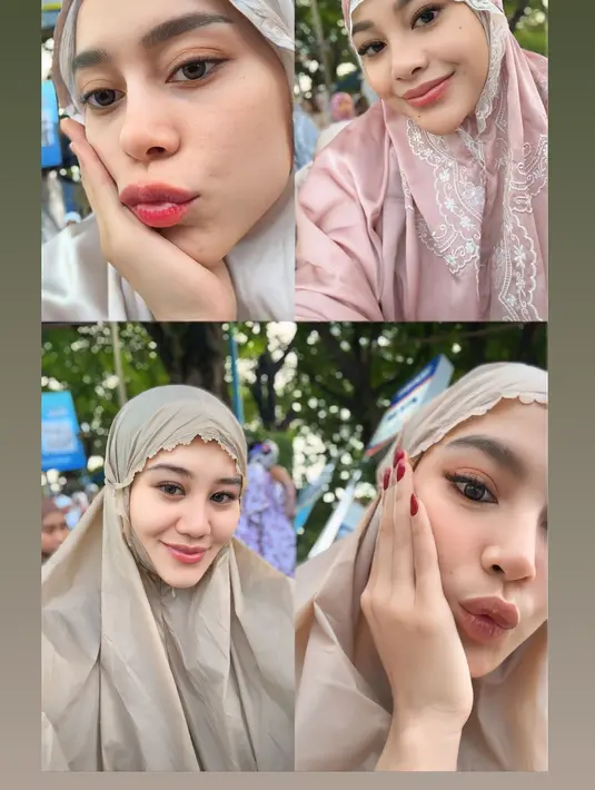 Dalam foto close up, Mahalini Raharja dan Aurel Hermansyah kenakan makeup tipis bernuansa warm. Sedangkan Lesti Kejora dan Aaliyah Massaid tampilkan No Makeup Makeup Look [@lesti.kejora]