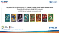 Menyambut Asian Games 2018, PT Bank BRI meluncurkan 8 seri Kartu BRIZZI edisi khusus Bumi Langit Heroes Series.