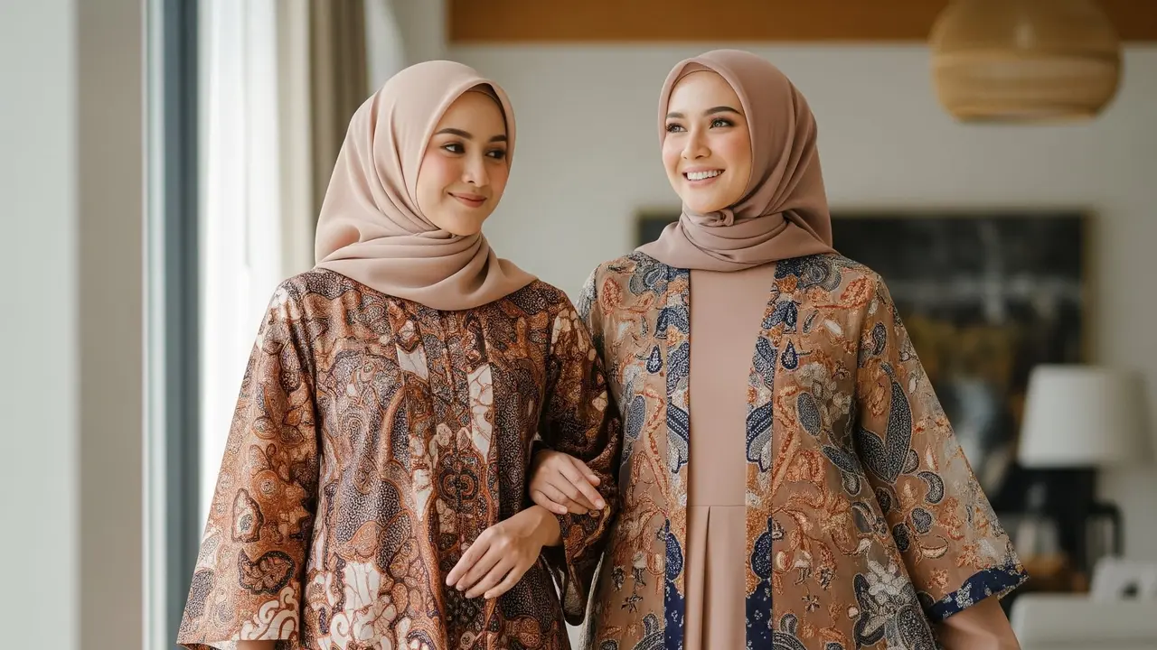 Rekomendasi Longdress Kombinasi Polos Batik Lengan Loose Terbaru 2025