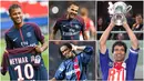 Berikut ini Neymar Jr dan enam pemain bintang asal Brasil yang pernah merumput di Paris Saint-Germain. Diantaranya Ronaldinho, Rai dan Dani Alves. (Foto-foto Kolase AFP).