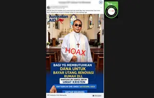 Cek Fakta: Hoaks Ketum PGI Sampaikan Bantuan Dana DAP Australia untuk Kristen-Katolik
