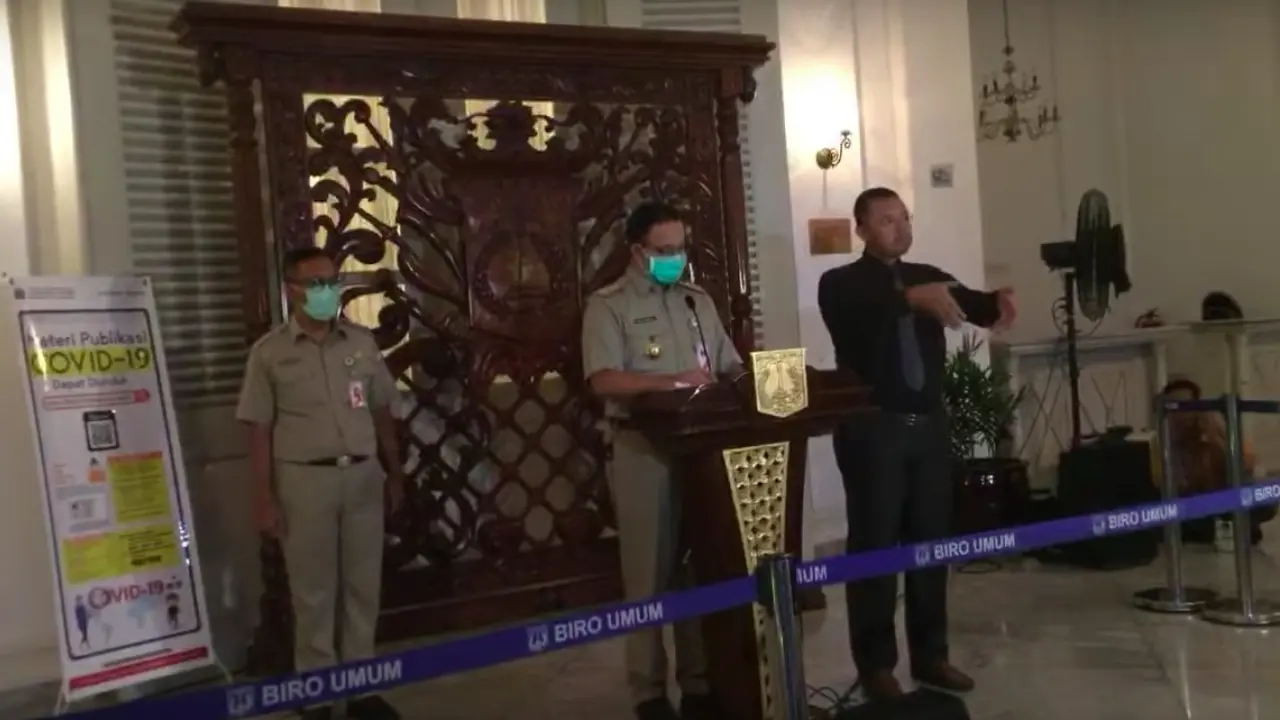 Gubernur DKI Jakarta Anies Baswedan menyampaikan  update informasi perlembangan penanganan covid-19 di Jakarta. (Ist)