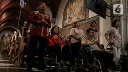 Tema Natal yang diusung Gereja Katedral Jakarta tahun ini adalah Marilah Sekarang Kita Pergi ke Betlehem. (Liputan6.com/Herman Zakharia)