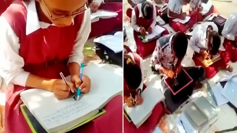 Langka, Semua Siswa di Sini Menulis dengan Kedua Tangan Sekaligus