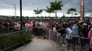 <p>Messi tampil dalam sebuah acara bertajuk 'La PresentaSlon' yang khusus dibuat Inter Miami untuknya sebagai pemain anyar di klub berjuluk The Herons tersebut. (AP Photo/Rebecca Blackwell)</p>