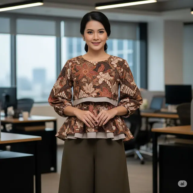 Peplum Double Layer Motif Kawung
