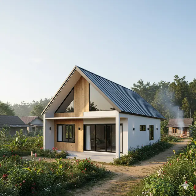 Rumah Desa dengan Atap Galvalum