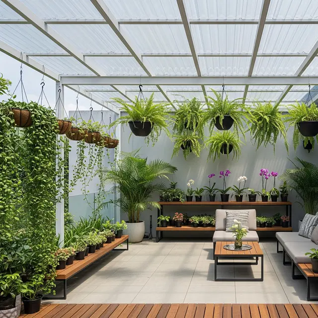 Konsep Green Terrace dengan Atap Bening (Gemini AI)