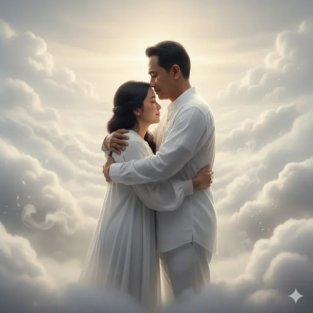 Cara Edit Foto Berpelukan di Awan dengan Orang Tua yang Telah Tiada