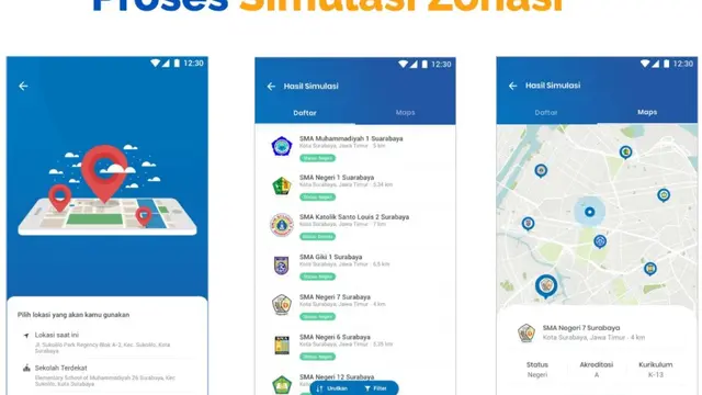 Fitur Sekolah Pintar dengan Zonasi dan Bandingkan Sekolah