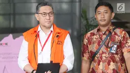 Anggota DPR F-PAN Sukiman (kiri) usai menjalani pemeriksaan perdana pascapenahanan oleh penyidik di Gedung KPK, Jakarta, Jumat (16/8/2019). Sukiman diperiksa sebagai tersangka dugaan suap pengurusan dana perimbangan APBN-P 2017 dan APBN 2018 Kabupaten Pegunungan Arfak. (merdeka.com/Dwi Narwoko)