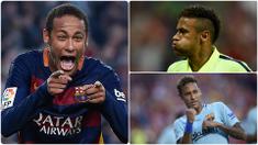 Striker asal Brasil ini kerap menampilkan selebrasi-selebrasi yang emosional saat dirinya berhasil mencetak gol dalam setiap laganya. Berikut ragam selebrasi Neymar saat mencetak gol ketika bermain di Barcelona. (kolase foto AFP)