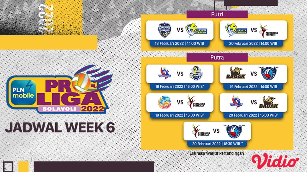 Link Live Streaming PLN Mobile Proliga 2022 Pekan Keenam di Vidio, 18-10 Februari 2022