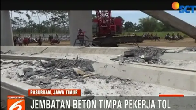 Jembatan beton berukuran besar proyek tol di Pasuruan, Probolinggo, Jawa Timur ambruk