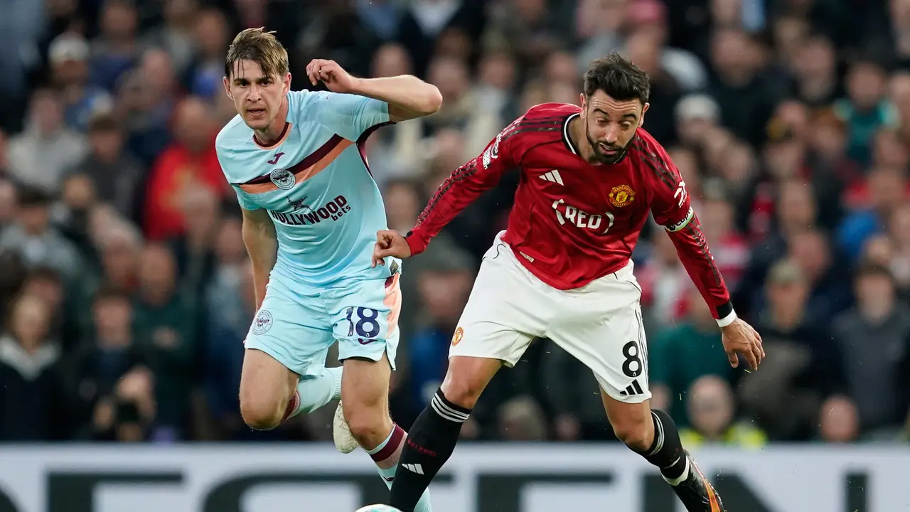 Duel Bruno Fernandes vs Yehor Yarmolyuk di laga Manchester United vs Brentford di pekan ke-34 Liga Inggris 2025/2026 di Old Trafford, Selasa (28/04/2026) dini hari WIB.