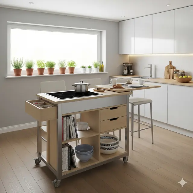 Dapur dengan Island Portable/Mini Bar