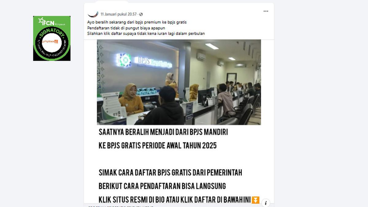 Cek Fakta: Tidak Benar Link Pendaftaran Peralihan BPJS Kesehatan dari Mandiri ke Gratis