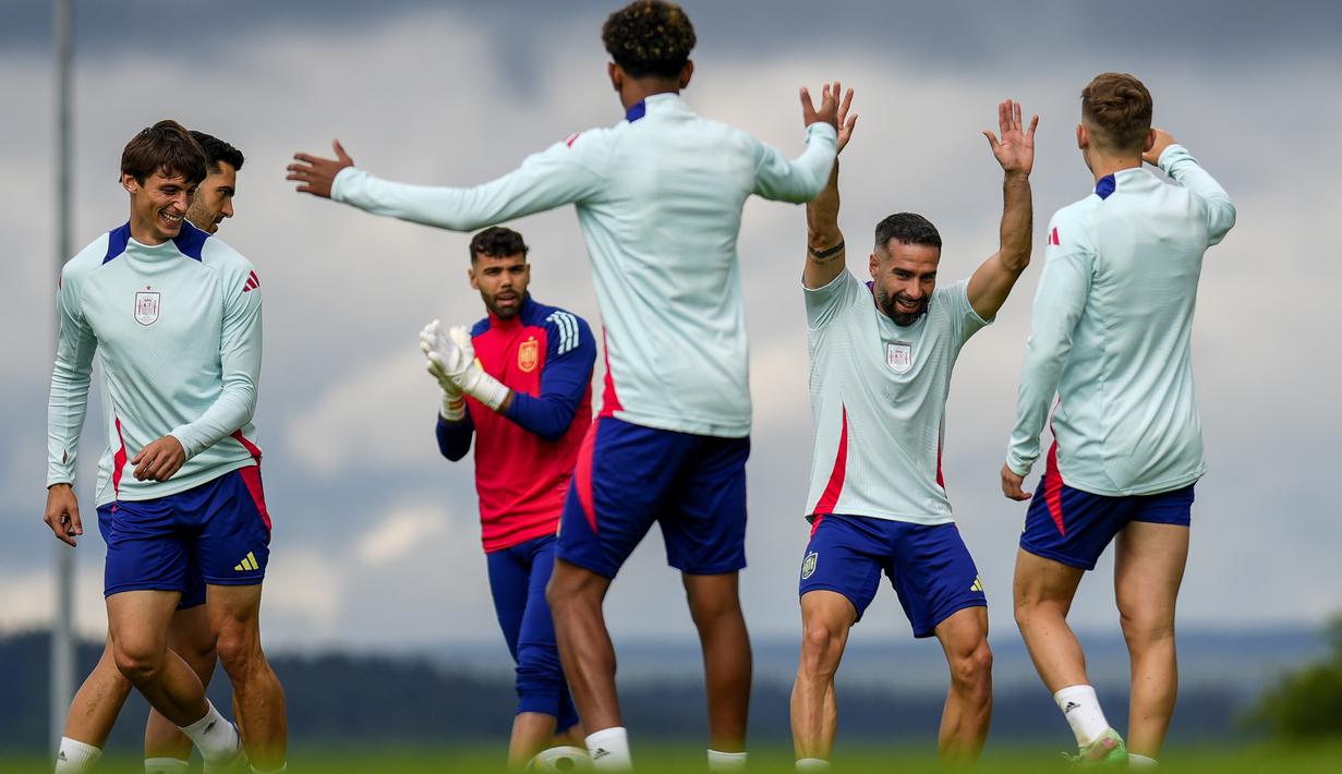Timnas Spanyol akan berhadapan dengan Timnas Inggris pada final Euro 2024 di Olympiastadion, Senin (15/7/2024) dini hari WIB. (AP Photo/Manu Fernandez)