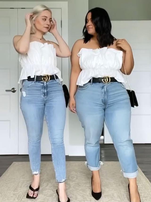 7 Potret Dua Sahabat Tunjukkan Model Baju Sama di Bentuk Tubuh Berbeda, Inspiratif