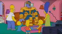 Thanos dari film Avengers: Infinity War garapan Marvel dalam serial kartun The Simpsons. (Fox)