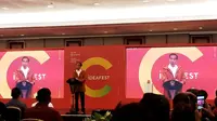 Presiden Jokowi membuka IDEAFEST 2018 di Jakarta Convention Center, Jumat, 26 Oktober 2018. (Liputan6.com/Fitri Haryanti Harsono)