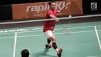 Pebulu tangkis Indonesia Christie Jonatan mengembalikan kok lawan saat melawan Malaysia dalam laga perempat final Sea Games 2017 di Axiata Arena, Kuala Lumpur, Malaysia, Rabu (27/8). Indonesia menang dengan skor 21-13. (Liputan6.com/Faizal Fanani)
