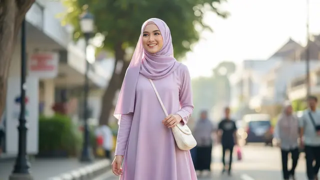 Model Set Tunik Polos dengan Celana Kulot untuk Baju Lebaran Simpel