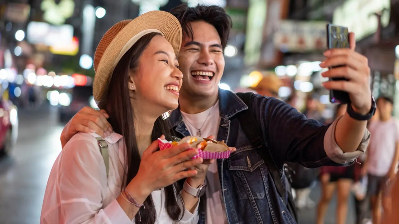 pasangan kencan makan sahabat teman pria persahabatan bahagia