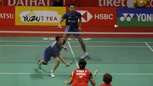 Pasangan Liliyana Natsir dan Tontowi Ahmad, saat melawan Riky Widianto dan Masita Mahmudin pada laga Indonesia Masters 2018 di Istora Senayan, Selasa (23/1/2018). Liliana/Tontowi menang 23-21 dan 21-17 atas Riky/Masita. (Bola.com/M Iqbal Ichsan)