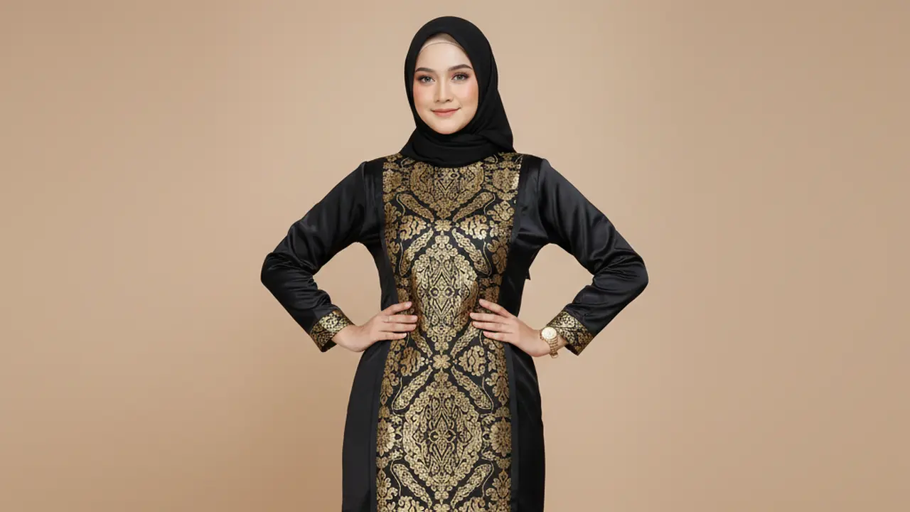 Model Gamis Sutra Kombinasi Batik Pilihan 2026. AI
