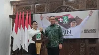 Bakal capres Anies Baswedan bersama bakal cawapres Muhaimin Iskandar alias Cak Imin menggelar pertemuan di Markas PKB, pada Senin (11/9/2023). (Liputan6.com/Winda Nelfira)