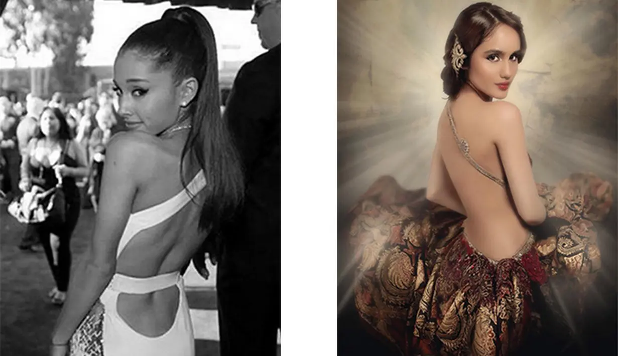 Berikut ini adalah beberapa foto yang diunggah dari Instagram mereka masing-masing, bentuk tubuh, tatapan yang benar-benar serupa. (Via Instagram/@claurakiehl - @arianagrande)