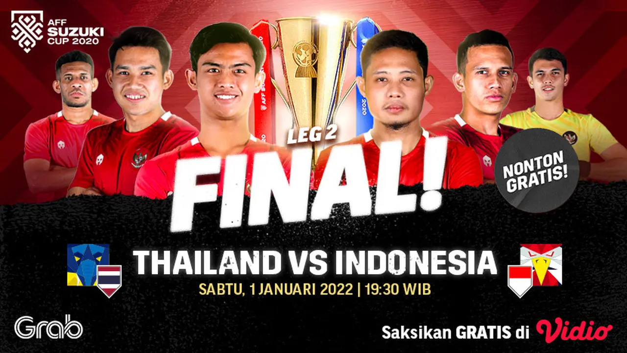 Link Live Streaming Final Leg Kedua Piala AFF 2020 : Thailand Vs Indonesia di vidio