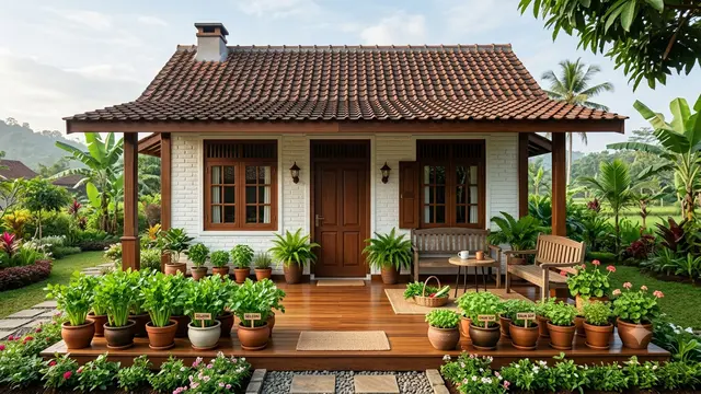 Inspirasi Rumah Desa dengan Kebun Mini yang Bisa Menghemat Pengeluaran Bulanan. Gemini