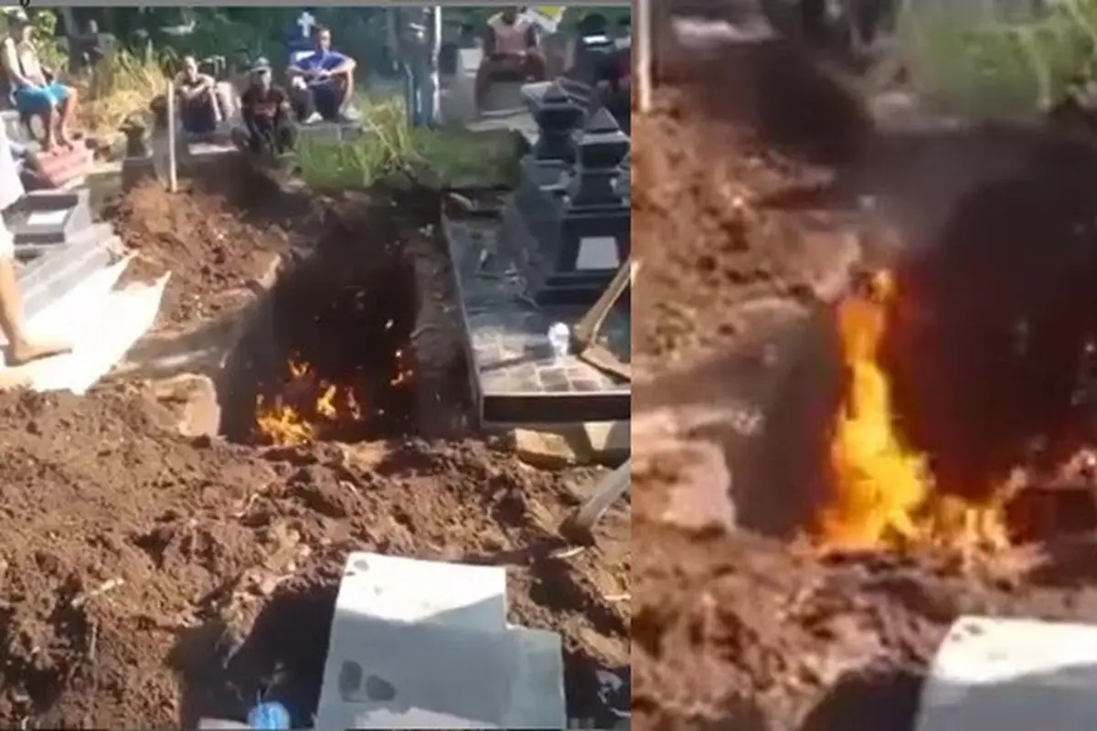Viral Video Liang Lahat Keluarkan Api Usai Digali, Alasannya Tak Terduga