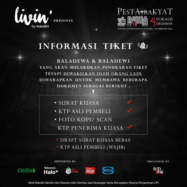 Jelang Konser Pesta Rakyat 30 Years of Careers Dewa 19, Berikut Informasi Penukaran Tiket yang Sudah Bisa Dilakukan (instagram.com/redline.kreasindo)