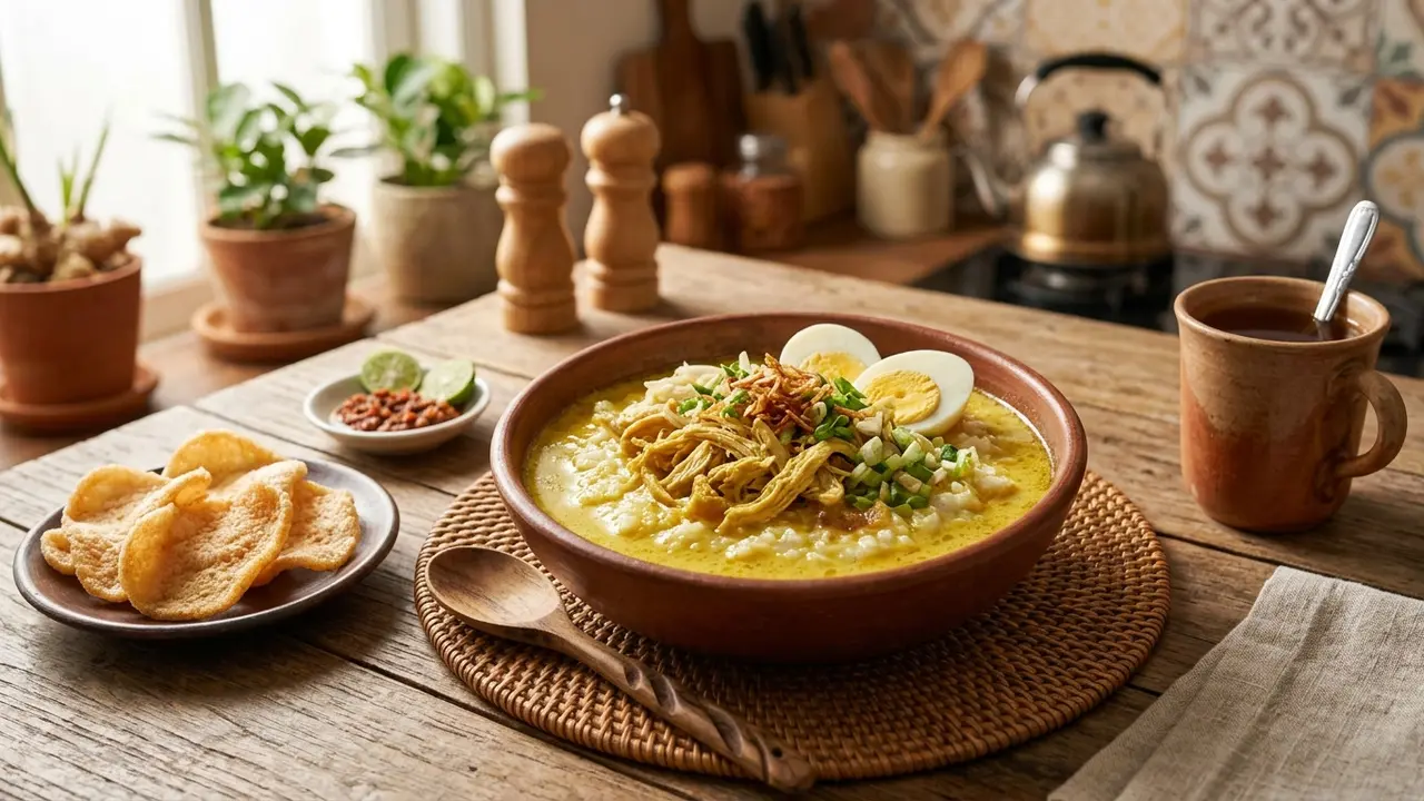 Bubur Kuah Opor Kuning (AI Generated)