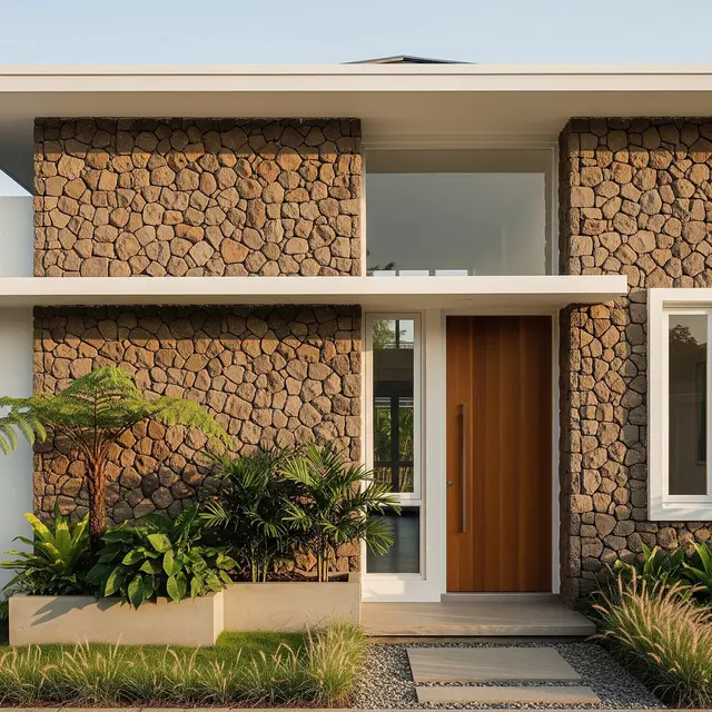 Model Depan Rumah Minimalis Batu Alam