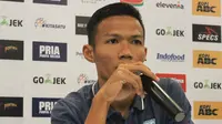 Bek Persela, Eky Taufik, jelang melawan Persib di Bandung, Minggu (15/7/2018). (Bola.com/Muhammad Ginanjar)